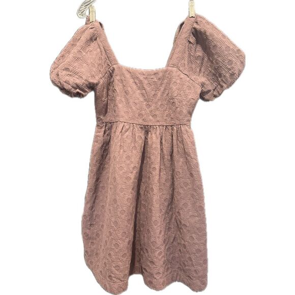 Madewell Quilted Puff-Sleeve Fun Flirty Romantic Mini Boho Dress Purple XS - Picture 6 of 7